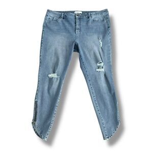 Lane Bryant Blue Ankle Cropped Jeans Distressed Style